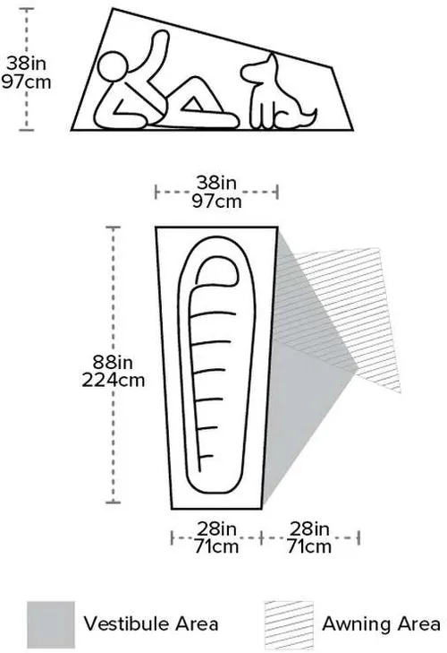 Afmetingen Big Agnes Copper Spur 1 HV UL